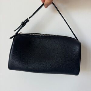Black Leather Wristlet Shoulder Bag